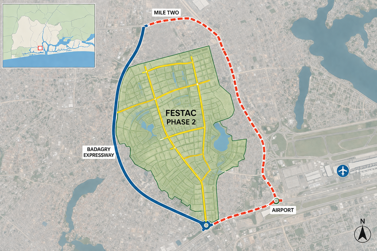 FESTAC Phase 2 & Mile Two–Badagry–Airport Bypass